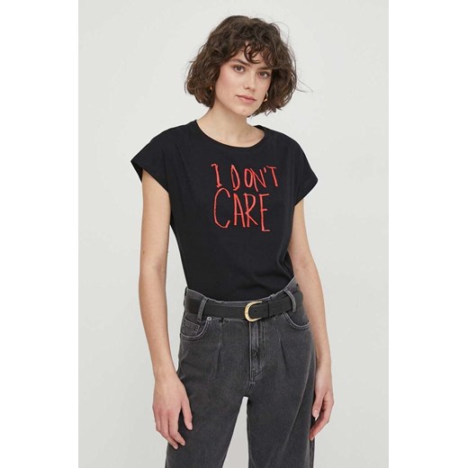 Sisley t-shirt bawełniany damski kolor czarny ze sklepu ANSWEAR.com w kategorii Bluzki damskie - zdjęcie 168775476