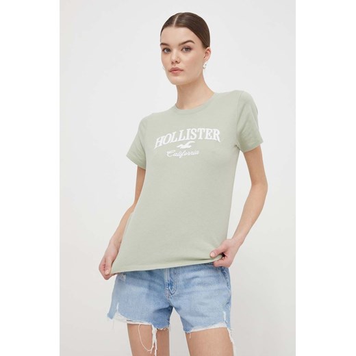 Hollister Co. t-shirt bawełniany damski kolor zielony Hollister Co. XS ANSWEAR.com