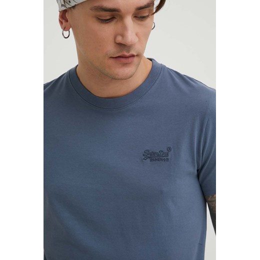 Superdry t-shirt bawełniany męski kolor niebieski gładki Superdry S ANSWEAR.com