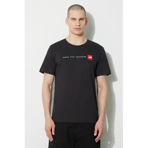 The North Face t-shirt bawełniany M S/S Never Stop Exploring Tee męski kolor czarny z nadrukiem NF0A87NSJK31 ze sklepu PRM w kategorii T-shirty męskie - zdjęcie 168779225