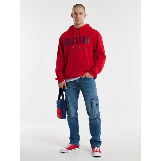 Bluza męska z kapturem czerwona Ashlyno 603 ze sklepu Big Star w kategorii Bluzy męskie - zdjęcie 168782476