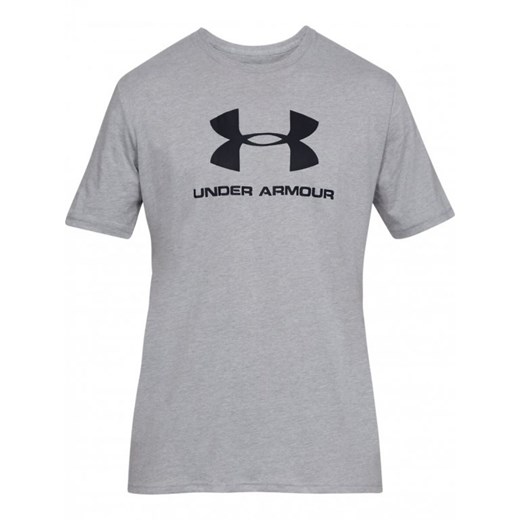 Męski t-shirt z nadrukiem UNDER ARMOUR SPORTSTYLE LOGO SS - szary ze sklepu Sportstylestory.com w kategorii T-shirty męskie - zdjęcie 168786456