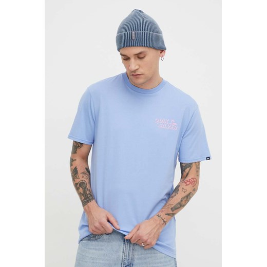 Quiksilver t-shirt bawełniany męski kolor niebieski z nadrukiem ze sklepu ANSWEAR.com w kategorii T-shirty męskie - zdjęcie 168789916