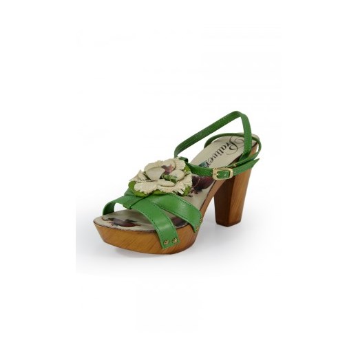 Prativerdi sandały drewniaki zieleń z kwiatkiem n-fashion-pl zielony damskie