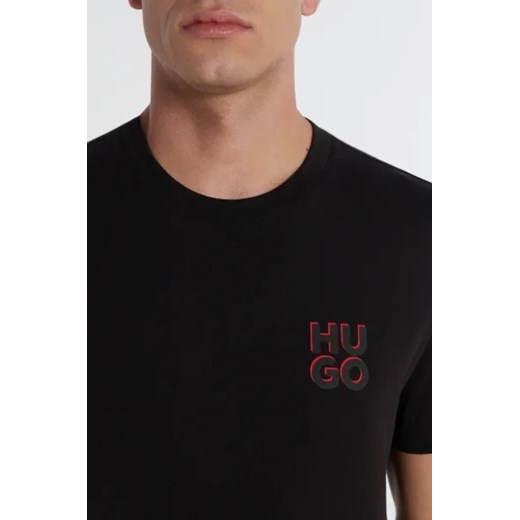 T-shirt męski czarny Hugo Boss casualowy z krótkim rękawem 