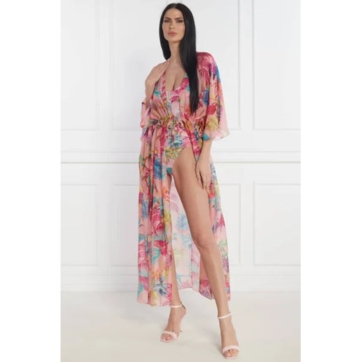 Sukienka Guess maxi z dekoltem v w kwiaty
