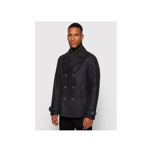 Boss Płaszcz wełniany Uflox 50445849 Czarny Slim Fit ze sklepu MODIVO w kategorii Płaszcze męskie - zdjęcie 168794506