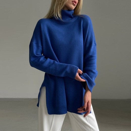 Sweter Z Golfem I Rozcięciem Bocznym ze sklepu ParinePL w kategorii Swetry damskie - zdjęcie 168795098