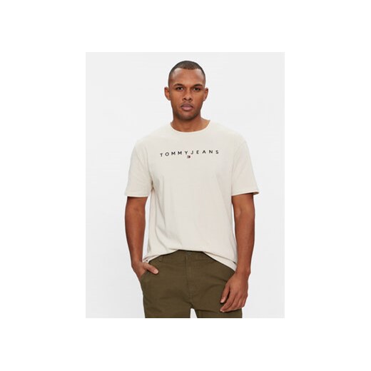 Tommy Jeans T-Shirt Linear Logo DM0DM17993 Beżowy Regular Fit ze sklepu MODIVO w kategorii T-shirty męskie - zdjęcie 168809929