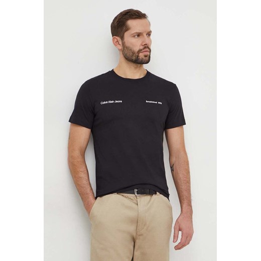 T-shirt męski czarny Calvin Klein z krótkimi rękawami 