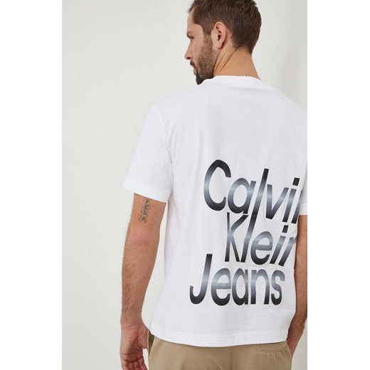 Calvin Klein Jeans t-shirt bawełniany męski kolor biały z nadrukiem ze sklepu ANSWEAR.com w kategorii T-shirty męskie - zdjęcie 168813557