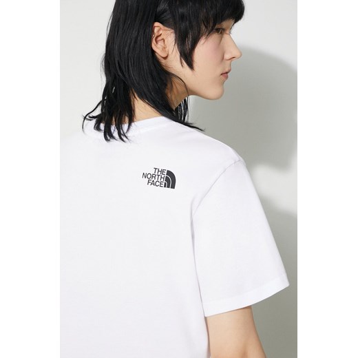 The North Face t-shirt W Simple Dome Cropped Slim Tee damski kolor biały NF0A87U4FN41 ze sklepu PRM w kategorii Bluzki damskie - zdjęcie 168814498