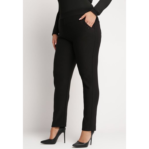 Czarne Spodnie z Gumką w Pasie Viento ze sklepu Born2be Odzież w kategorii Spodnie damskie - zdjęcie 168815397