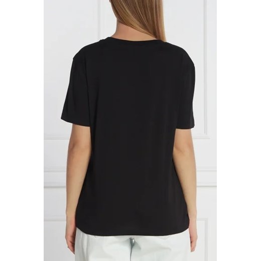 Bluzka damska czarna Calvin Klein z okrągłym dekoltem casual 