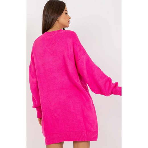 Długi sweter damski różowy LC-SW-0341.38P, Kolor różowy, Rozmiar one size Primodo.com one size Primodo