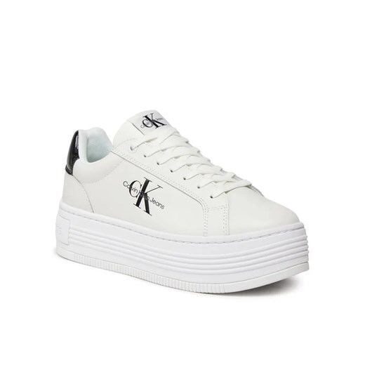 Białe buty sportowe damskie Calvin Klein sneakersy na platformie