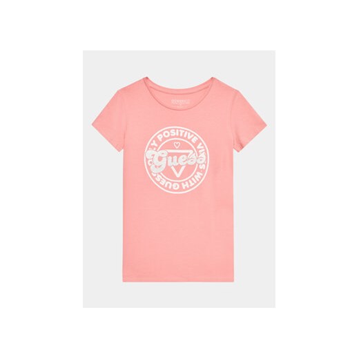 Guess T-Shirt J3YI12 K6YW4 Różowy Regular Fit ze sklepu MODIVO w kategorii Bluzki dziewczęce - zdjęcie 168827076