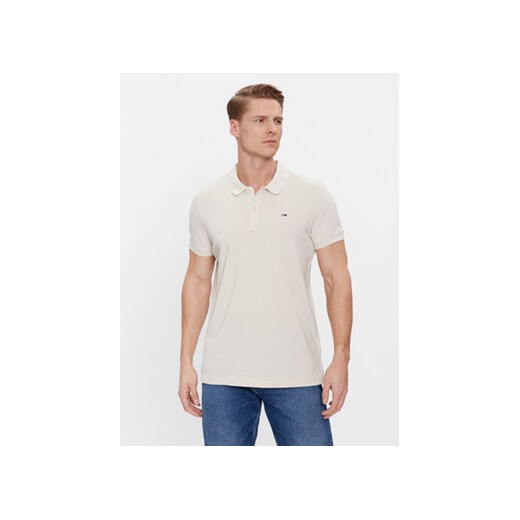 Tommy Jeans Polo DM0DM18312 Beżowy Slim Fit ze sklepu MODIVO w kategorii T-shirty męskie - zdjęcie 168827539