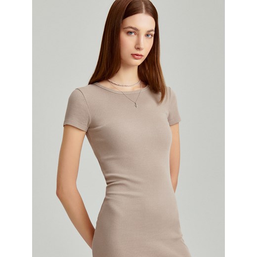 Sukienka House na spacer z krótkim rękawem midi bodycon bawełniana z okrągłym dekoltem