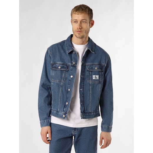 Calvin Klein Jeans Męska kurtka dżinsowa Mężczyźni Bawełna blue stone jednolity ze sklepu vangraaf w kategorii Kurtki męskie - zdjęcie 168827988