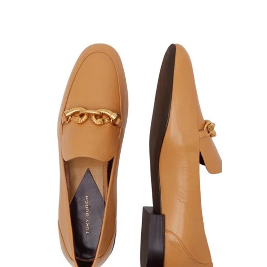 Mokasyny Tory Burch brązowe skórzane bez zapięcia casualowe