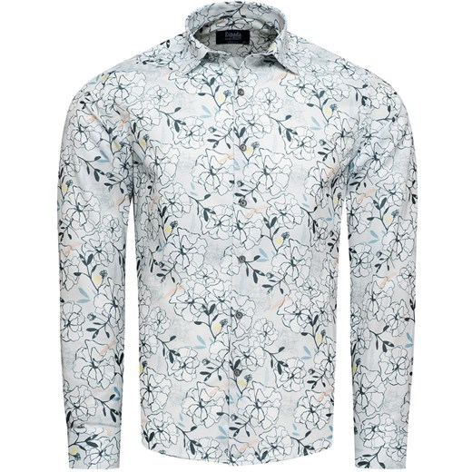 Koszula męska slim wzór w kwiaty Recea ze sklepu Recea.pl w kategorii Koszule męskie - zdjęcie 168830325