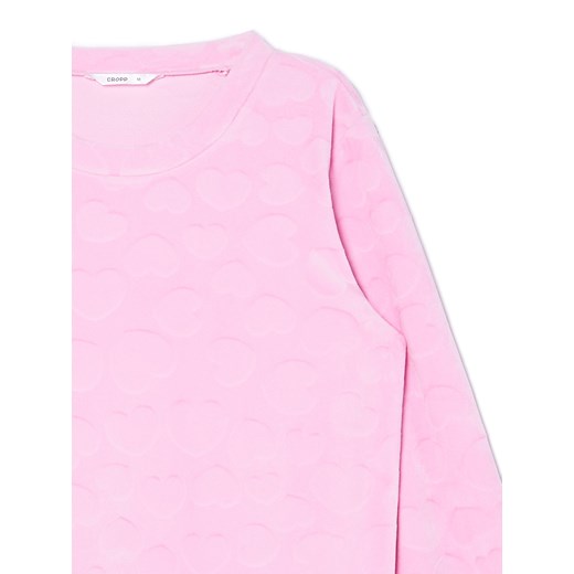 Cropp - Różowa welurowa piżama w serca - różowy Cropp L Cropp