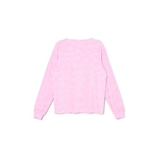 Cropp - Różowa welurowa piżama w serca - różowy Cropp S Cropp