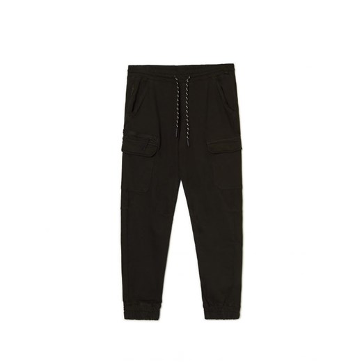 Cropp - Czarne joggery cargo - czarny Cropp 38 Cropp