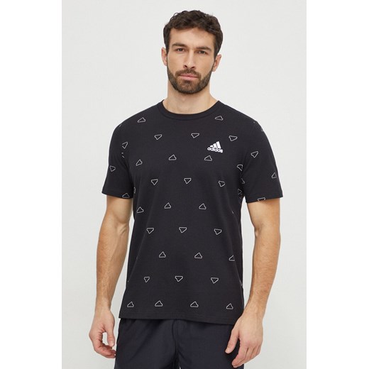 adidas t-shirt bawełniany męski kolor czarny wzorzysty IS1826 ze sklepu ANSWEAR.com w kategorii T-shirty męskie - zdjęcie 168841565