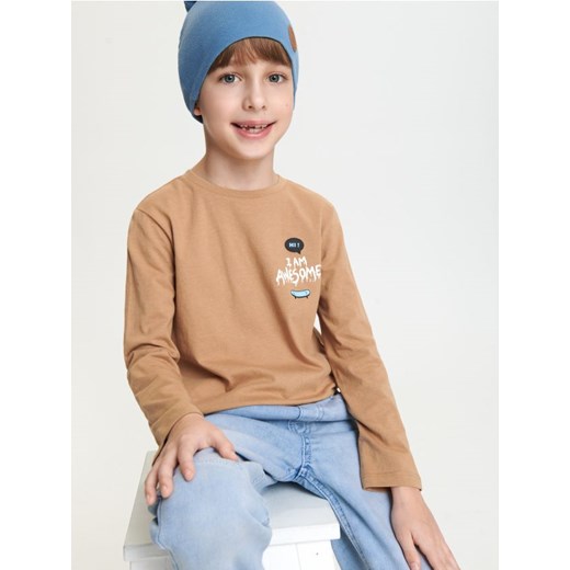 Sinsay - Koszulka z nadrukiem - beżowy ze sklepu Sinsay w kategorii T-shirty chłopięce - zdjęcie 168845157