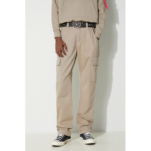 Alpha Industries spodnie bawełniane Agent Pant kolor beżowy w fasonie cargo 158205 ze sklepu PRM w kategorii Spodnie męskie - zdjęcie 168847749