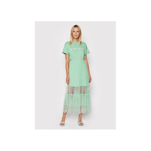 TWINSET Sukienka codzienna 221TP2541 Zielony Regular Fit Twinset XL promocyjna cena MODIVO