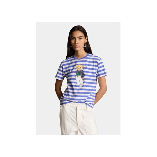 Polo Ralph Lauren T-Shirt Str Riv Br T 211924300001 Niebieski Regular Fit ze sklepu MODIVO w kategorii Bluzki damskie - zdjęcie 168855258