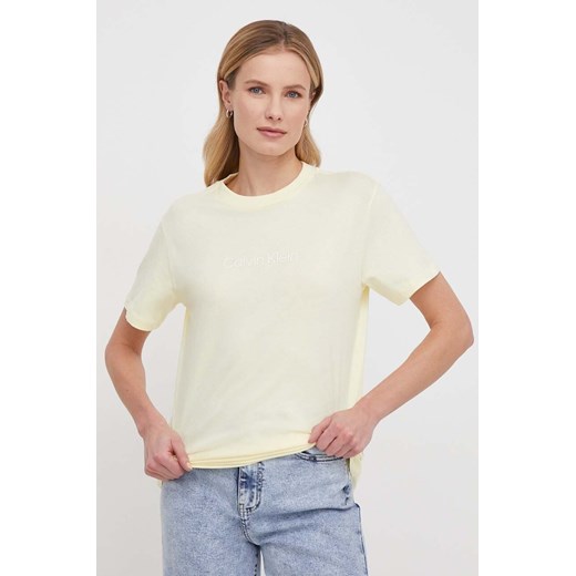 Bluzka damska Calvin Klein z okrągłym dekoltem bawełniana z krótkim rękawem 