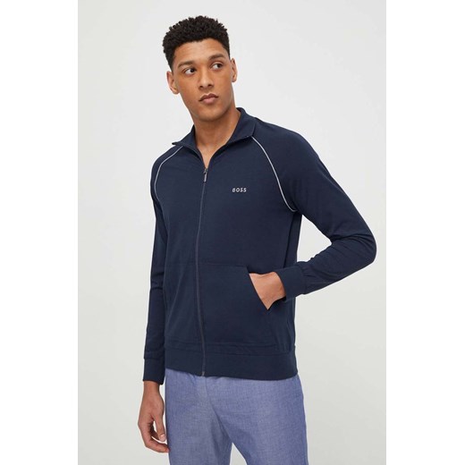 BOSS bluza męska kolor granatowy gładka ze sklepu ANSWEAR.com w kategorii Bluzy męskie - zdjęcie 168857769
