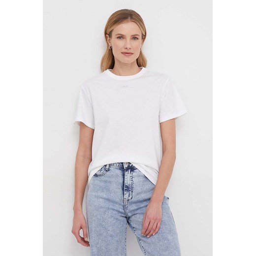 Calvin Klein t-shirt bawełniany damski kolor biały ze sklepu ANSWEAR.com w kategorii Bluzki damskie - zdjęcie 168857975