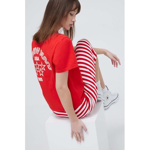 Tommy Jeans t-shirt bawełniany damski kolor czerwony DW0DW17831 ze sklepu ANSWEAR.com w kategorii Bluzki damskie - zdjęcie 168858067