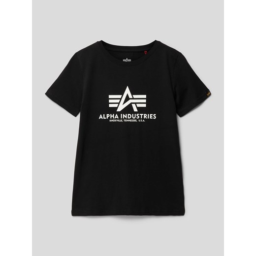 T-shirt chłopięce Alpha Industries czarny bawełniany 