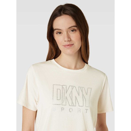 Bluzka damska DKNY z napisami z krótkim rękawem z okrągłym dekoltem 