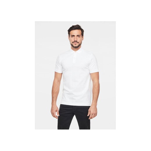 G-Star Raw Polo Dunda D11595-5864 Biały Regular Fit ze sklepu MODIVO w kategorii T-shirty męskie - zdjęcie 168927615
