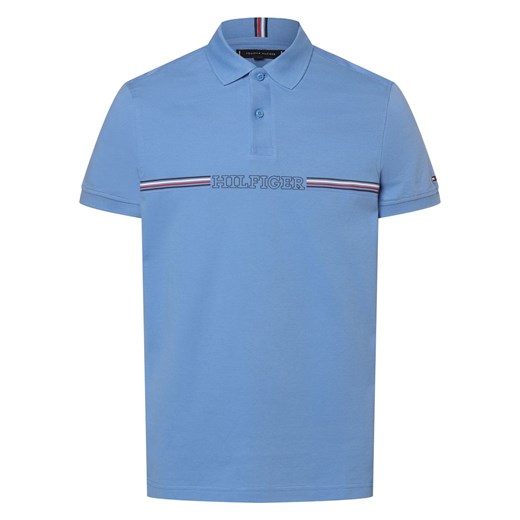 Tommy Hilfiger Męska koszulka polo Mężczyźni Bawełna niebieski nadruk ze sklepu vangraaf w kategorii T-shirty męskie - zdjęcie 168928305