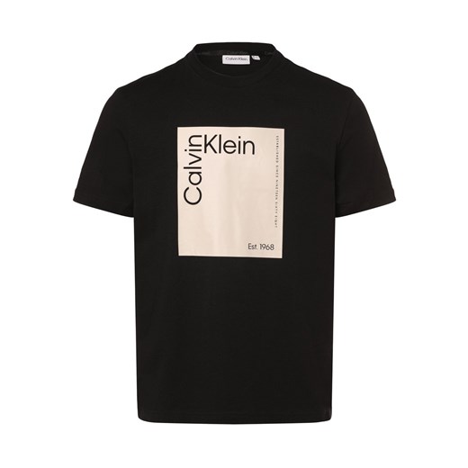Calvin Klein Koszulka męska Mężczyźni Bawełna czarny jednolity ze sklepu vangraaf w kategorii T-shirty męskie - zdjęcie 168928317