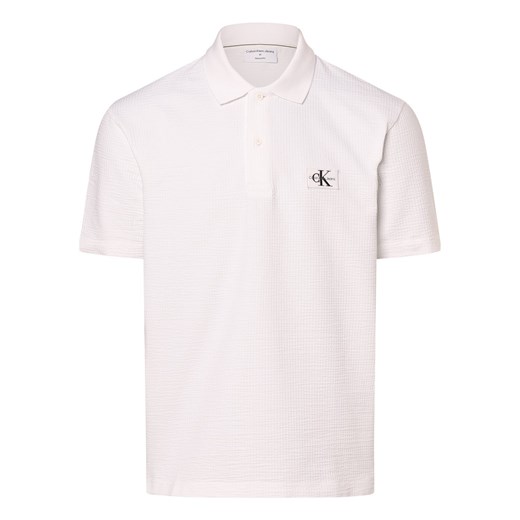 Calvin Klein Jeans Męska koszulka polo Mężczyźni Bawełna biały jednolity ze sklepu vangraaf w kategorii T-shirty męskie - zdjęcie 168928325