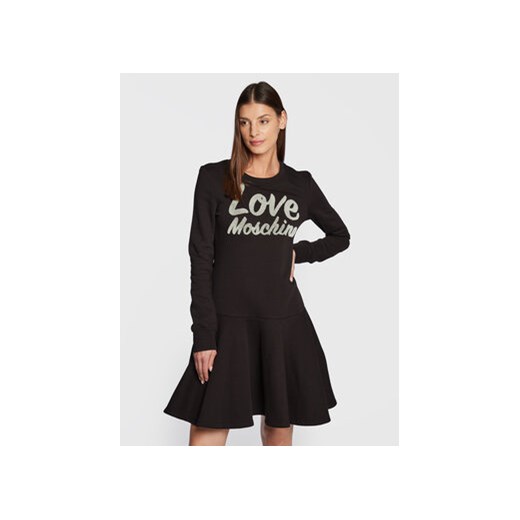 LOVE MOSCHINO Sukienka dzianinowa W5D0601M 4432 Czarny Regular Fit ze sklepu MODIVO w kategorii Sukienki - zdjęcie 168928845