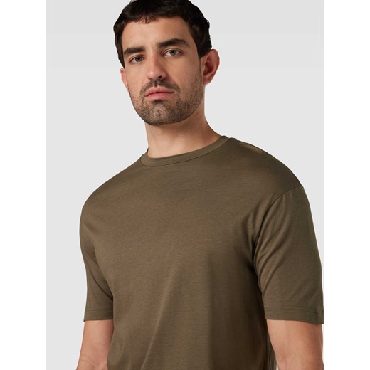 T-shirt męski brązowy Drykorn z krótkimi rękawami casual 