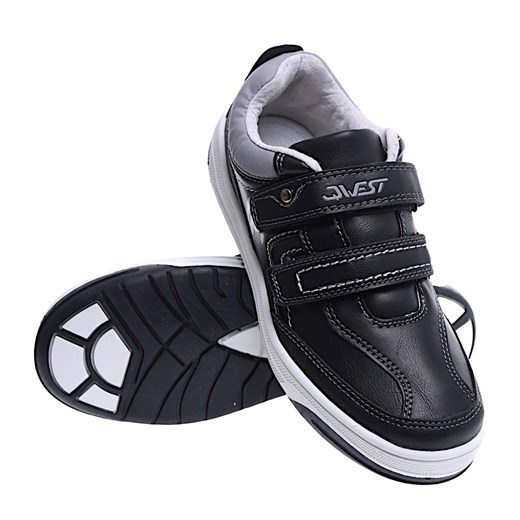 Czarne chłopięce buty sportowe trampki na rzepy /D9-3 15568 T346/ ze sklepu Pantofelek24.pl w kategorii Buty sportowe dziecięce - zdjęcie 168935909