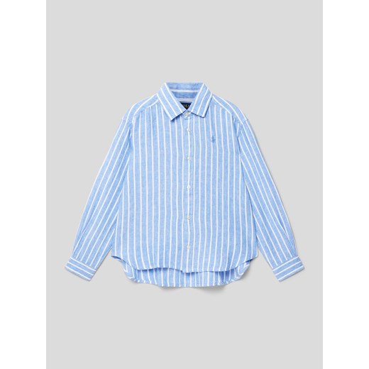 Bluzka lniana ze wzorem w paski ze sklepu Peek&Cloppenburg  w kategorii Koszule dziewczęce - zdjęcie 168937307