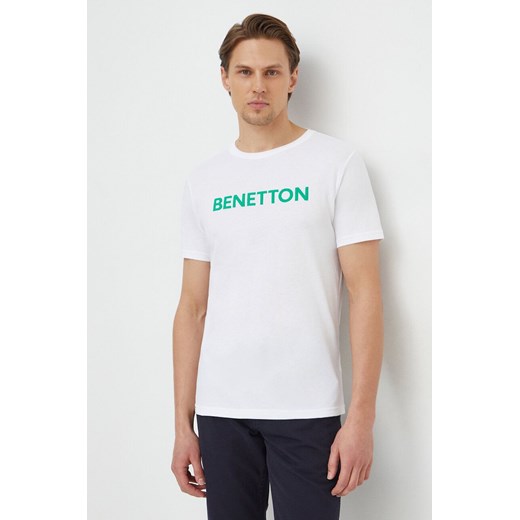 United Colors of Benetton t-shirt bawełniany męski kolor biały z nadrukiem ze sklepu ANSWEAR.com w kategorii T-shirty męskie - zdjęcie 168941339