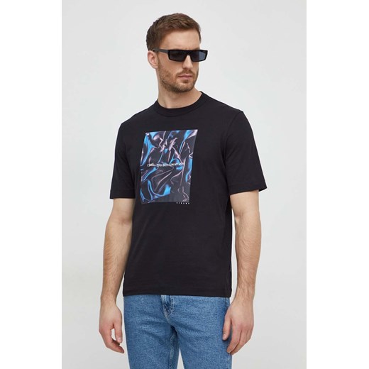 Sisley t-shirt bawełniany męski kolor czarny z nadrukiem ze sklepu ANSWEAR.com w kategorii T-shirty męskie - zdjęcie 168941387